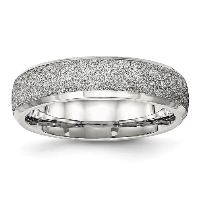 Stainless Steel Polished Laser Cut 6mm Band TreasureFineJewelers Rings