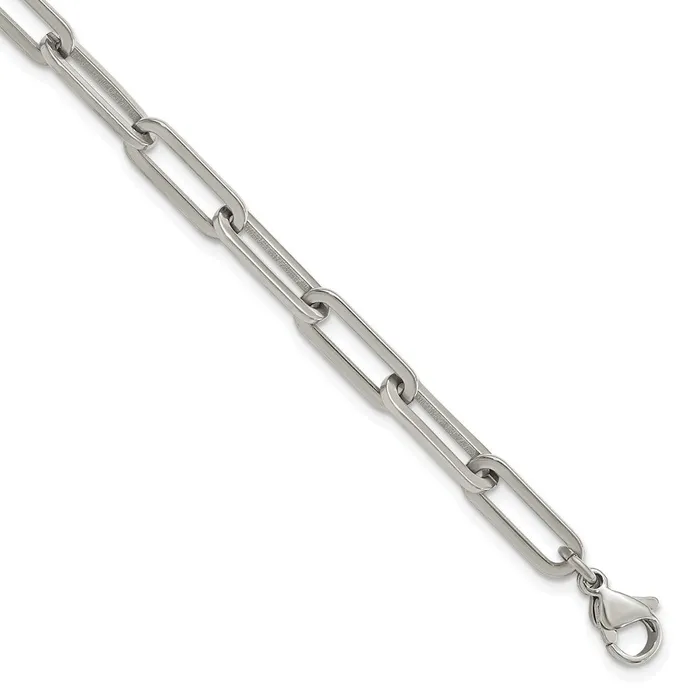 Stainless Steel Polished Paperclip 7in w125in ext Bracelet TreasureFineJewelers Bracelets Stainless Steel Polished Paperclip 7in w125in ext Bracelet TreasureFineJewelers Bracelets