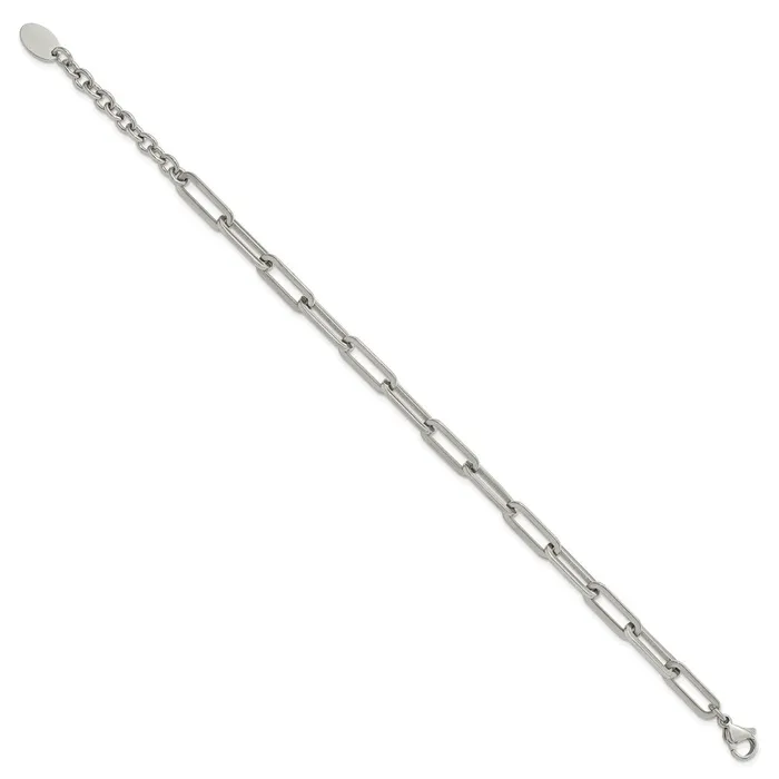 Stainless Steel Polished Paperclip 7in w125in ext Bracelet TreasureFineJewelers Bracelets