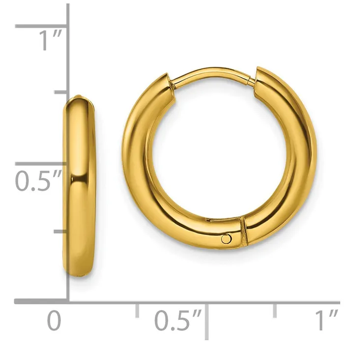 Stainless Steel Polished Yellow IPplated 3mm Hinged Hoop Earrings TreasureFineJewelers Earrings