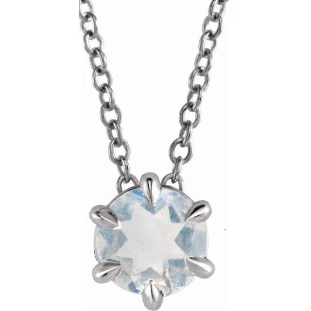 Sterling Silver 4 mm Natural Blue Moonstone Solitaire 1618 Necklace TreasureFineJewelers Necklaces Sterling Silver 4 mm Natural Blue Moonstone Solitaire 1618 Necklace TreasureFineJewelers Necklaces