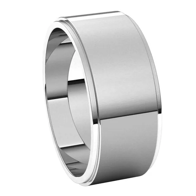 Sterling Silver 8 mm Standard Weight Flat Edge Wedding Band TreasureFineJewelers Rings