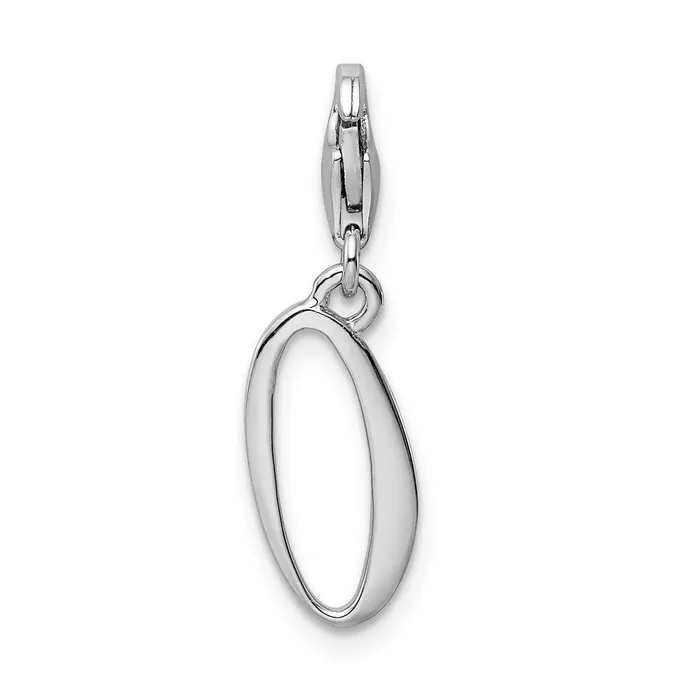 Sterling Silver Amore La Vita Rhodiumplated Polished Number 0 Charm TreasureFineJewelers Rings