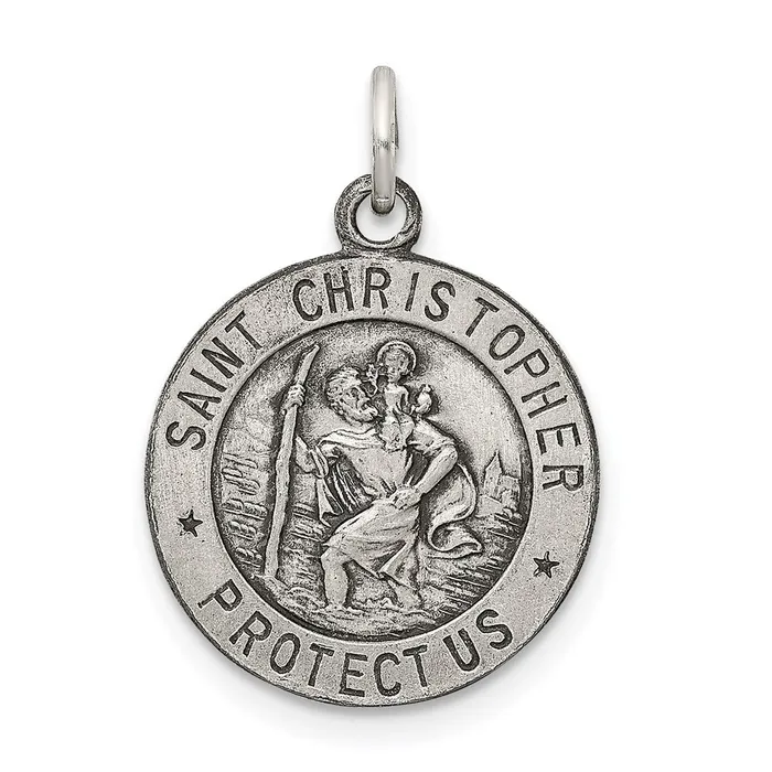 Sterling Silver Antiqued St Christopher Medal TreasureFineJewelers Rings