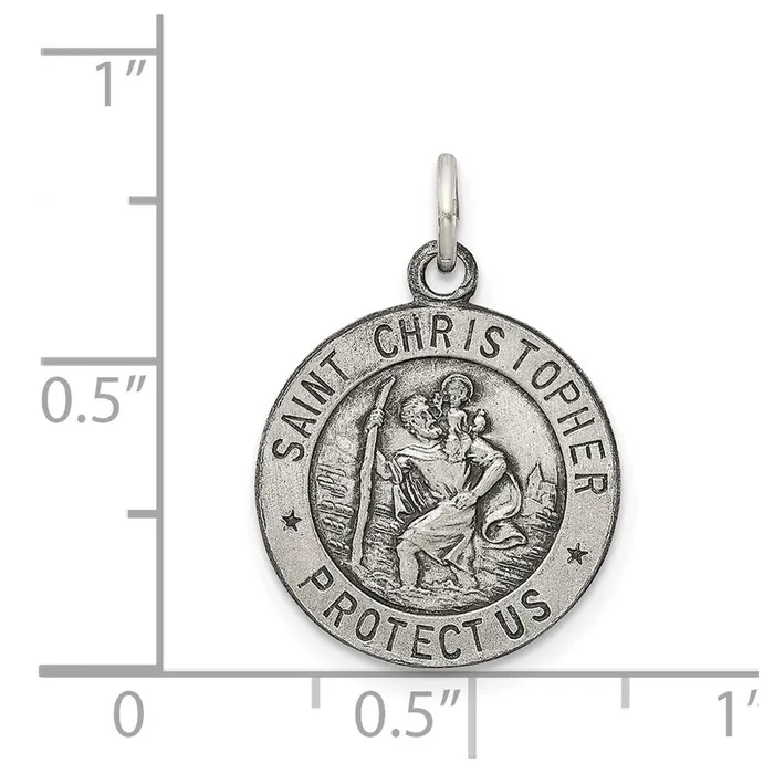 Sterling Silver Antiqued St Christopher Medal TreasureFineJewelers Rings