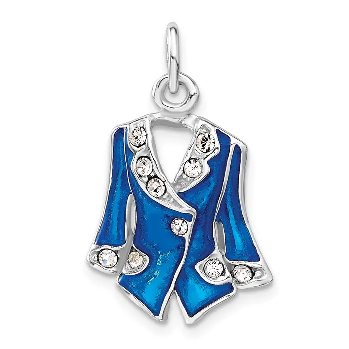 Sterling Silver Blue Enameled and Crystal Jacket Charm TreasureFineJewelers Rings Sterling Silver Blue Enameled and Crystal Jacket Charm TreasureFineJewelers Rings