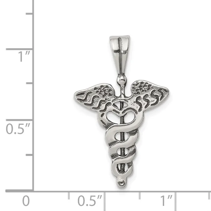Sterling Silver Caduceus Charm TreasureFineJewelers Rings