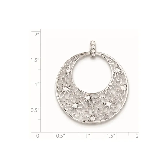 Sterling Silver Cutout Flowers and CZ Circle Pendant TreasureFineJewelers Necklaces