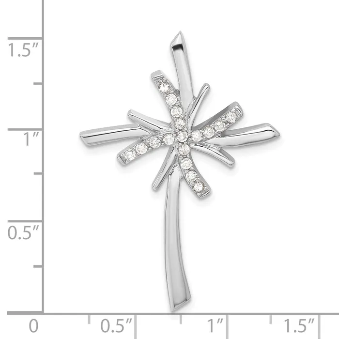 Sterling Silver CZ Cross Pendant TreasureFineJewelers Necklaces