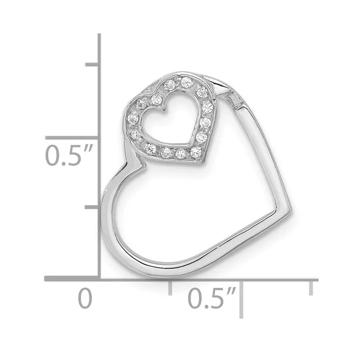 Sterling Silver CZ Double Heart Chain Slide TreasureFineJewelers Necklaces