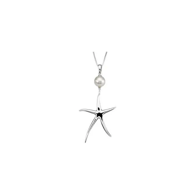 Sterling Silver Freshwater Cultured Pearl Starfish 18 Necklace TreasureFineJewelers Necklaces Sterling Silver Freshwater Cultured Pearl Starfish 18 Necklace TreasureFineJewelers Necklaces