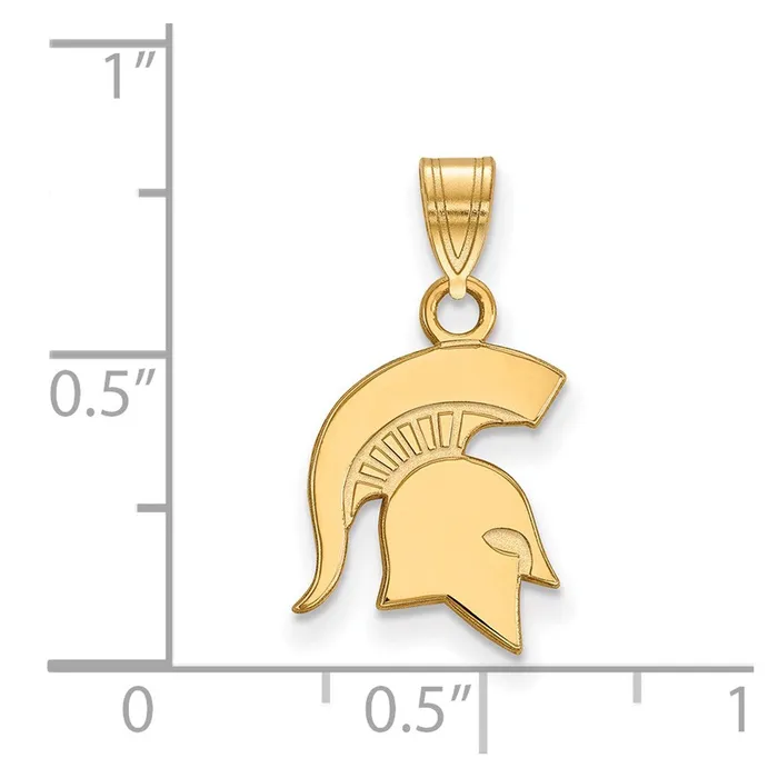 Sterling Silver Goldplated Michigan State University Spartan Small Pendant TreasureFineJewelers Necklaces