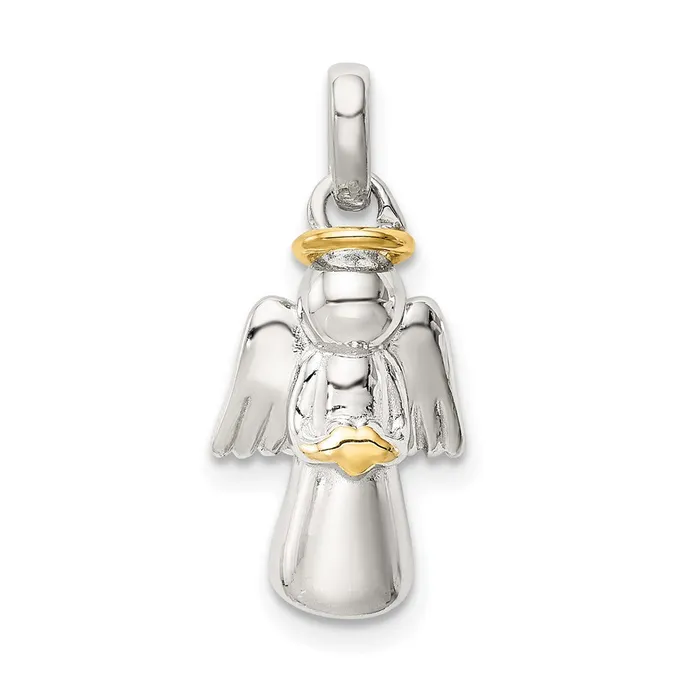 Sterling Silver Goldplated Polished Angel Pendant TreasureFineJewelers Necklaces Sterling Silver Goldplated Polished Angel Pendant TreasureFineJewelers Necklaces