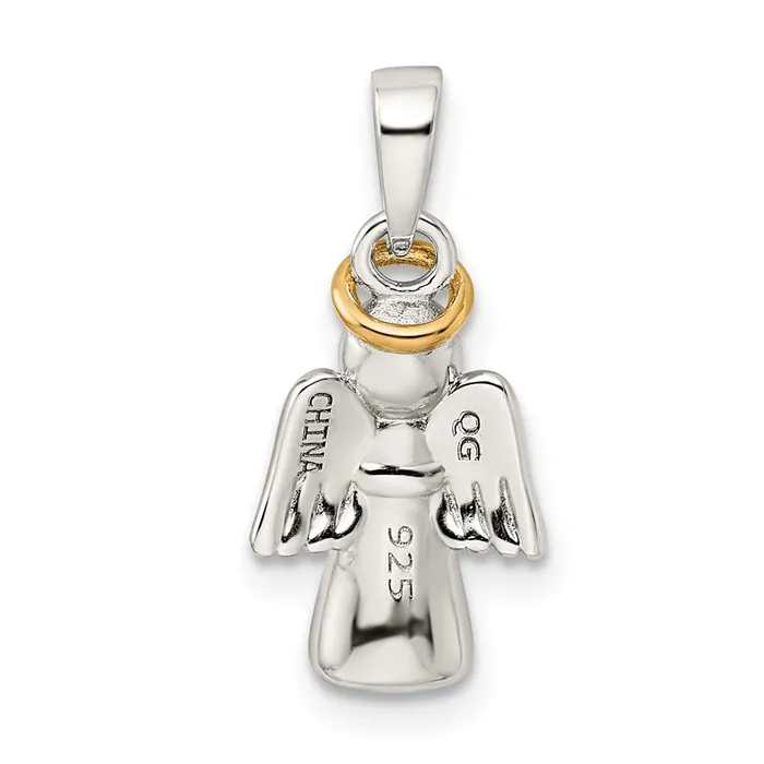Sterling Silver Goldplated Polished Angel Pendant TreasureFineJewelers Necklaces