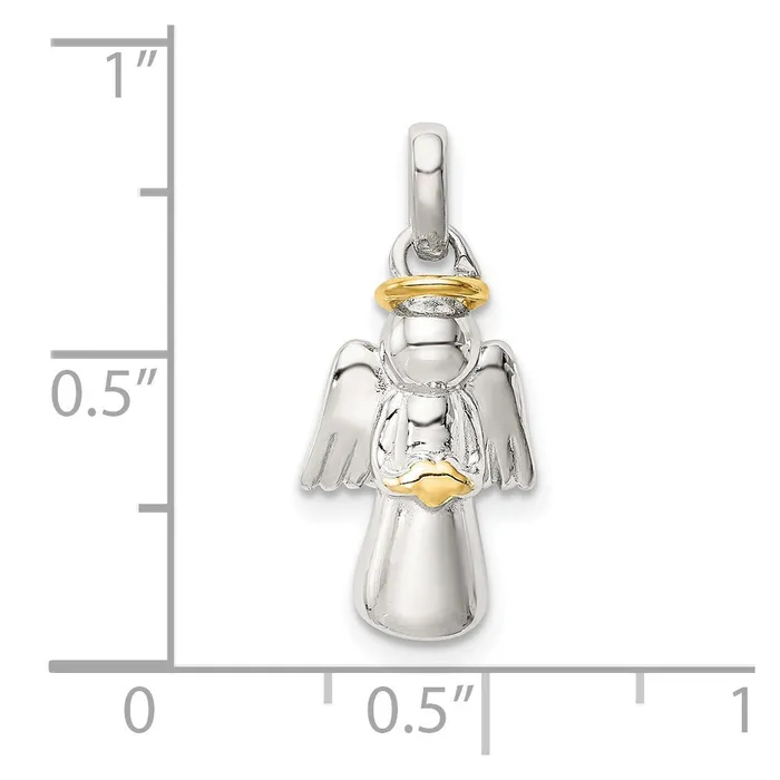 Sterling Silver Goldplated Polished Angel Pendant TreasureFineJewelers Necklaces