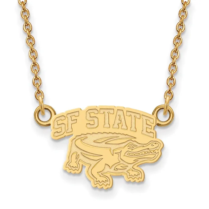Sterling Silver Goldplated San Francisco State University Small Pendant 18 inch Necklace TreasureFineJewelers Necklaces Sterling Silver Goldplated San Francisco State University Small Pendant 18 inch Necklace TreasureFineJewelers Necklaces