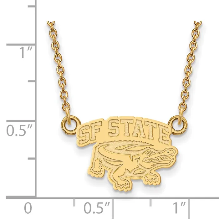 Sterling Silver Goldplated San Francisco State University Small Pendant 18 inch Necklace TreasureFineJewelers Necklaces