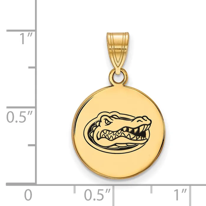 Sterling Silver Goldplated University of Florida Gator Medium Enameled Disc Pendant TreasureFineJewelers Necklaces