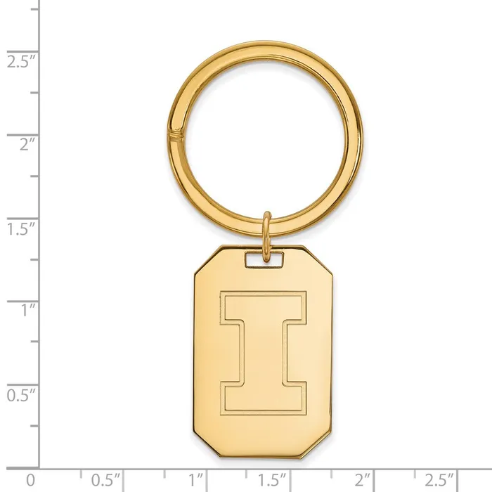 Sterling Silver Goldplated University of Illinois Letter I Key Ring TreasureFineJewelers Rings