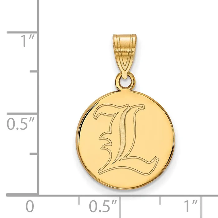 Sterling Silver Goldplated University of Louisville Letter L Medium Disc Pendant TreasureFineJewelers Necklaces