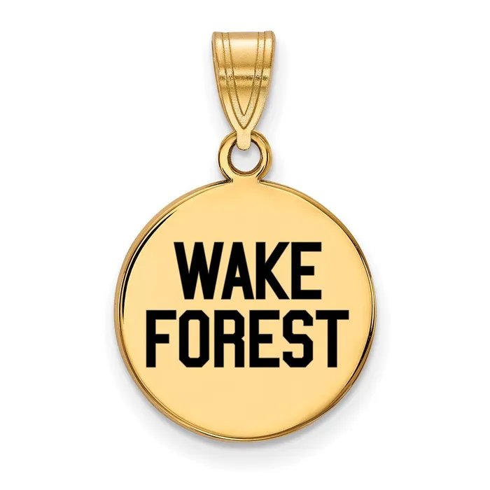 Sterling Silver Goldplated Wake Forest University WF Deacon Medium Enameled Disc Pendant TreasureFineJewelers Necklaces Sterling Silver Goldplated Wake Forest University WF Deacon Medium Enameled Disc Pendant TreasureFineJewelers Necklaces