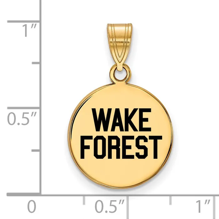 Sterling Silver Goldplated Wake Forest University WF Deacon Medium Enameled Disc Pendant TreasureFineJewelers Necklaces