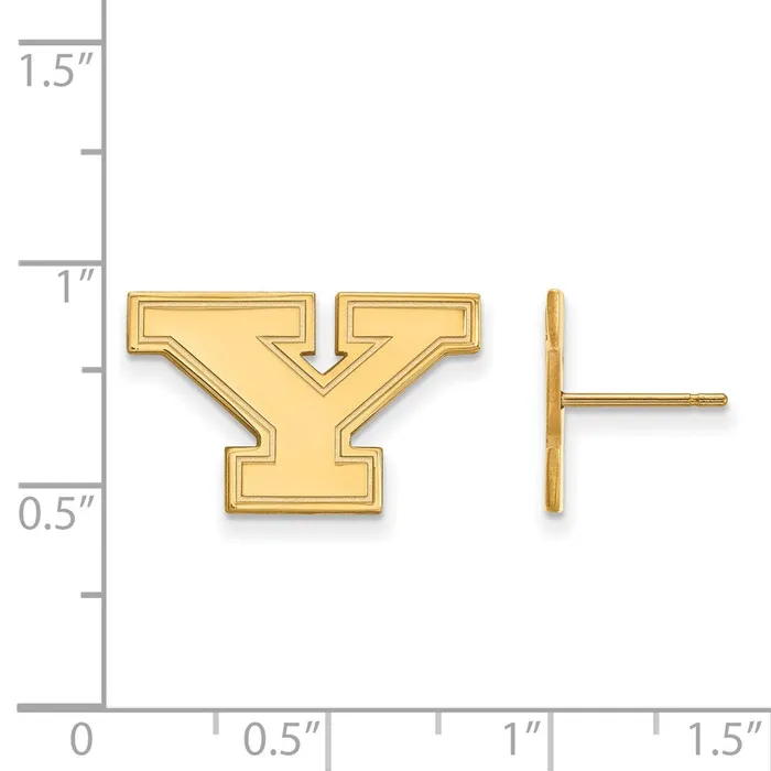 Sterling Silver Goldplated Youngstown State University Letter Y Small Post Earrings TreasureFineJewelers Earrings