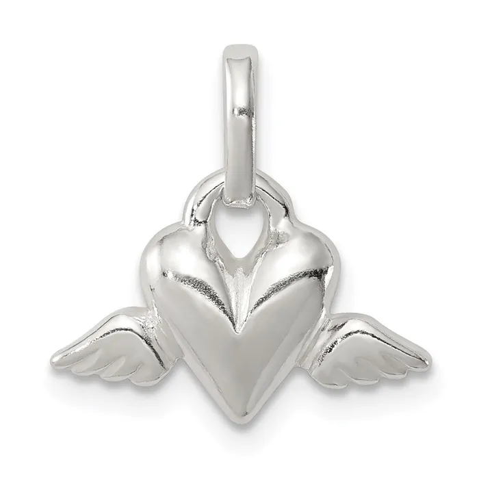 Sterling Silver Heart wWings Charm TreasureFineJewelers Rings