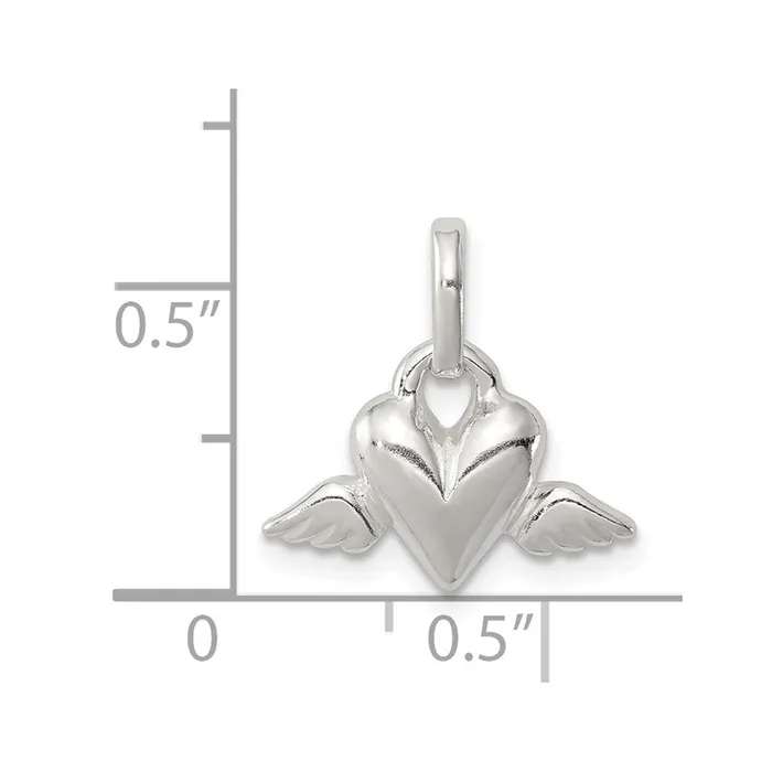 Sterling Silver Heart wWings Charm TreasureFineJewelers Rings
