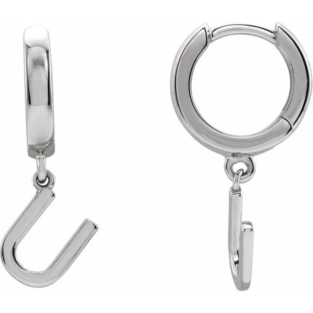 Sterling Silver Initial U Hinged Huggie Earring TreasureFineJewelers Earrings Sterling Silver Initial U Hinged Huggie Earring TreasureFineJewelers Earrings