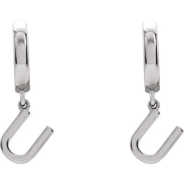Sterling Silver Initial U Hinged Huggie Earring TreasureFineJewelers Earrings