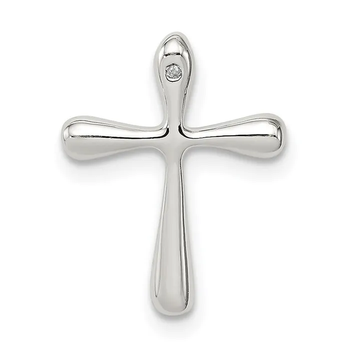 Sterling Silver Polished Diamond Cross Chain Slide TreasureFineJewelers Necklaces Sterling Silver Polished Diamond Cross Chain Slide TreasureFineJewelers Necklaces