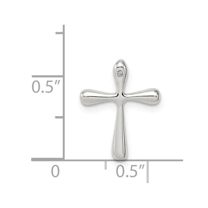 Sterling Silver Polished Diamond Cross Chain Slide TreasureFineJewelers Necklaces