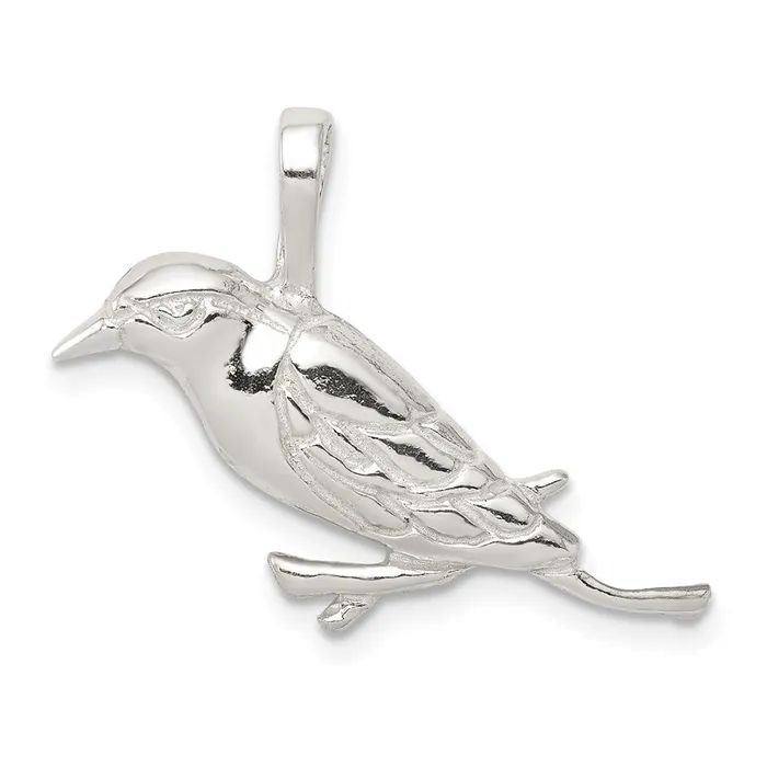 Sterling Silver Polished Perched Bird Chain Slide Pendant TreasureFineJewelers Necklaces Sterling Silver Polished Perched Bird Chain Slide Pendant TreasureFineJewelers Necklaces