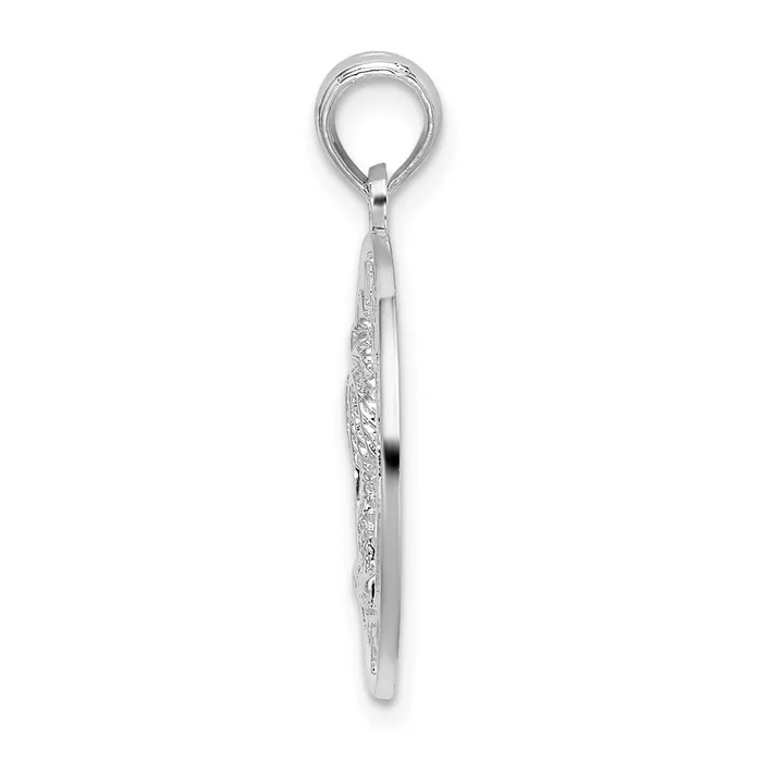 Sterling Silver Polished Sanibel Circle wPalm Tree Pendant TreasureFineJewelers Necklaces