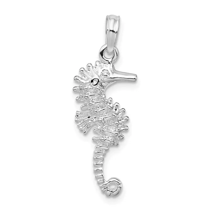 Sterling Silver PolishedTextured 3D Seahorse Pendant TreasureFineJewelers Necklaces