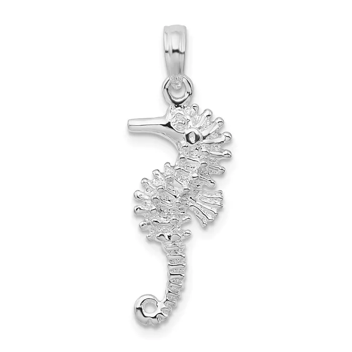 Sterling Silver PolishedTextured 3D Seahorse Pendant TreasureFineJewelers Necklaces