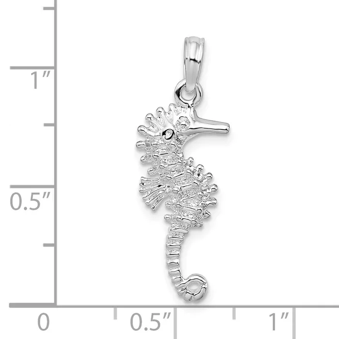 Sterling Silver PolishedTextured 3D Seahorse Pendant TreasureFineJewelers Necklaces