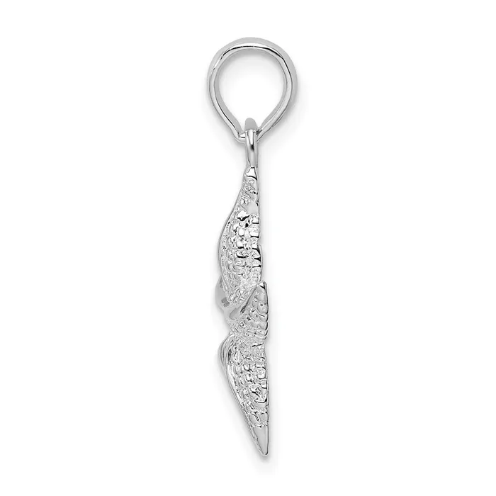 Sterling Silver Polished Textured Starfish Pendant TreasureFineJewelers Necklaces