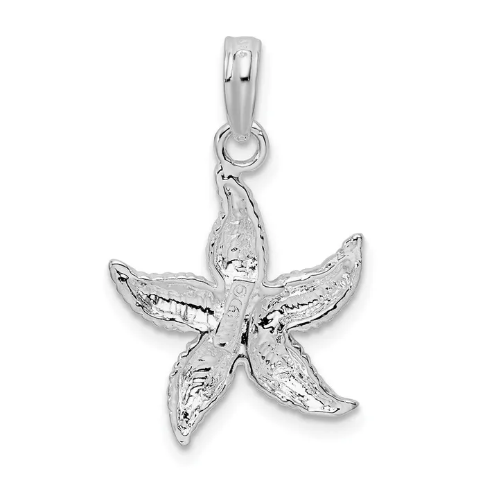 Sterling Silver Polished Textured Starfish Pendant TreasureFineJewelers Necklaces