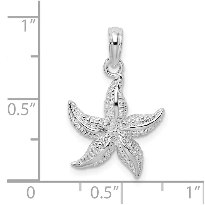 Sterling Silver Polished Textured Starfish Pendant TreasureFineJewelers Necklaces