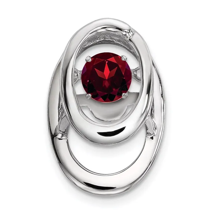 Sterling Silver Rhodium Garnet Birthstone Vibrant Chain Slide TreasureFineJewelers Necklaces