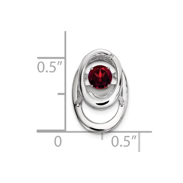 Sterling Silver Rhodium Garnet Birthstone Vibrant Chain Slide TreasureFineJewelers Necklaces