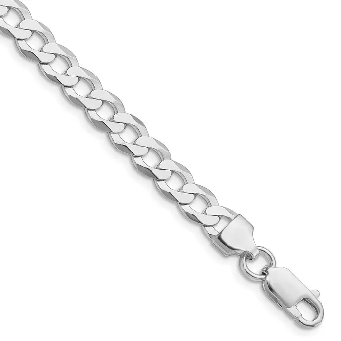 Sterling Silver Rhodiumplated 68mm Flat Curb Chain TreasureFineJewelers Rings Sterling Silver Rhodiumplated 68mm Flat Curb Chain TreasureFineJewelers Rings