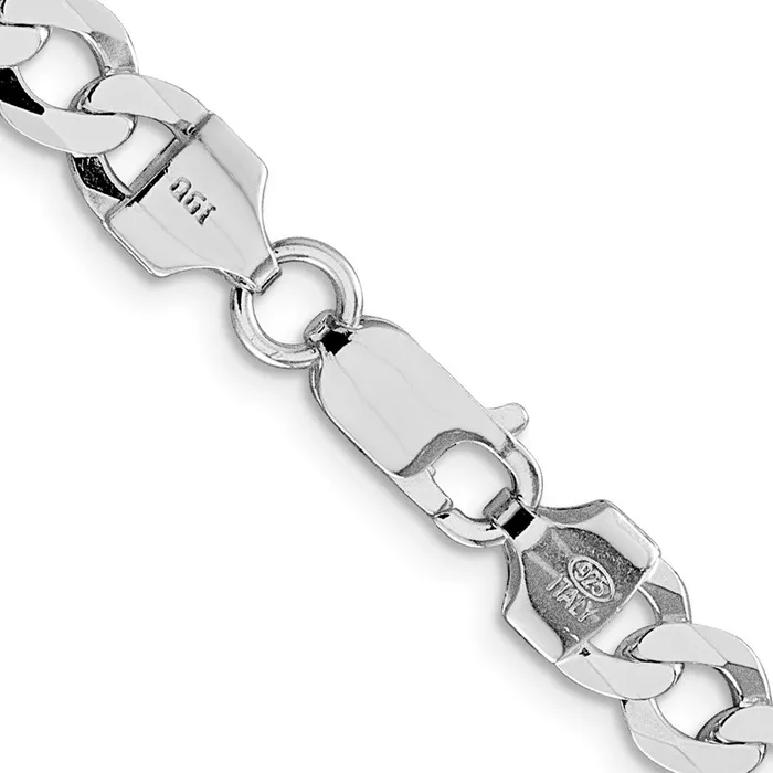Sterling Silver Rhodiumplated 68mm Flat Curb Chain TreasureFineJewelers Rings