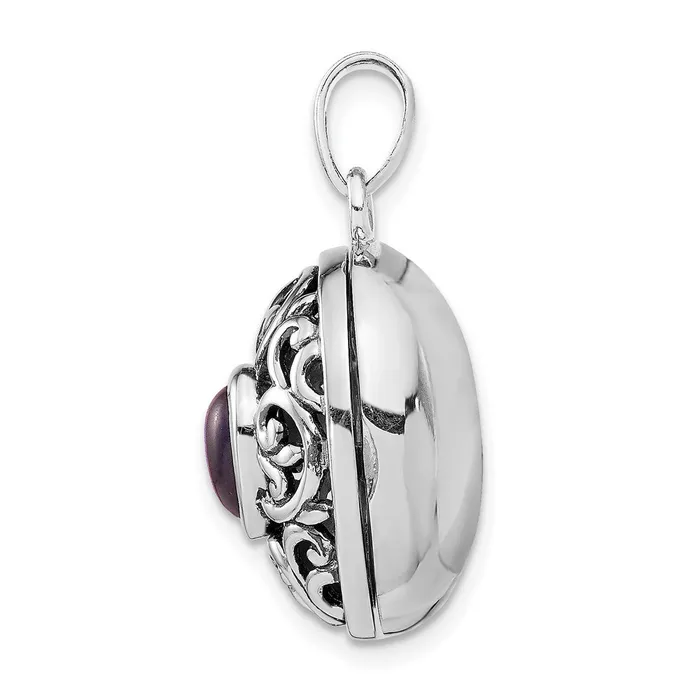 Sterling Silver Rhodiumplated and Antiqued Amethyst Locket TreasureFineJewelers Rings
