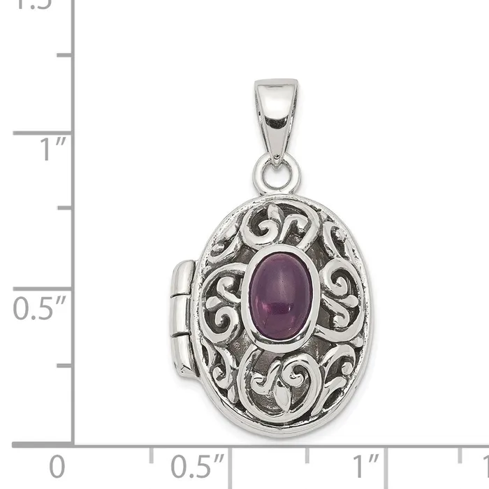 Sterling Silver Rhodiumplated and Antiqued Amethyst Locket TreasureFineJewelers Rings