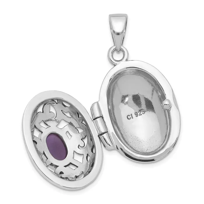 Sterling Silver Rhodiumplated and Antiqued Amethyst Locket TreasureFineJewelers Rings