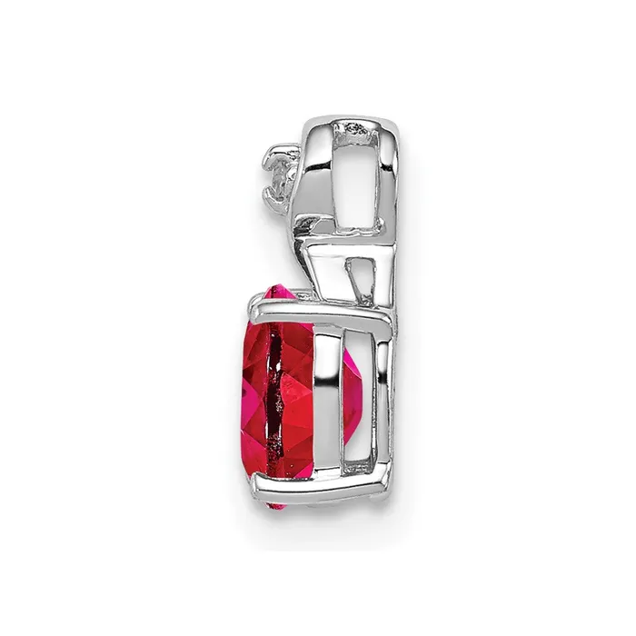 Sterling Silver Rhodium Plated Diamond Ruby Oval Pendant TreasureFineJewelers Necklaces