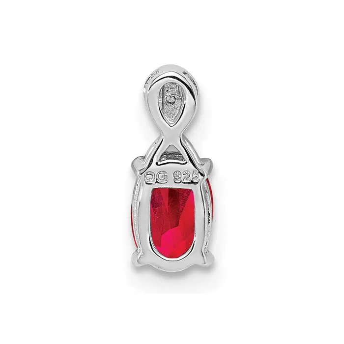 Sterling Silver Rhodium Plated Diamond Ruby Oval Pendant TreasureFineJewelers Necklaces